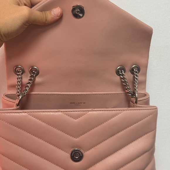 Saint Laurent Loulou Medium Blush Pink Chevron Bag — Dust Bag Included - Picture 6 of 6